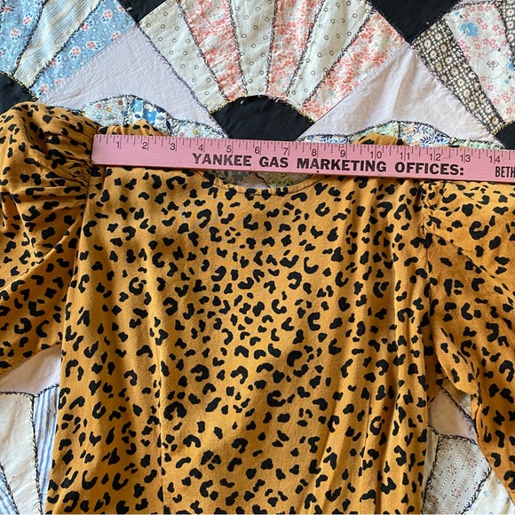 🎈SOLD🎈VINTAGE Milanzo 80s Leopard Print Ruffled Bottom Midi Dress 5/6 Puff - Picture 2 of 16